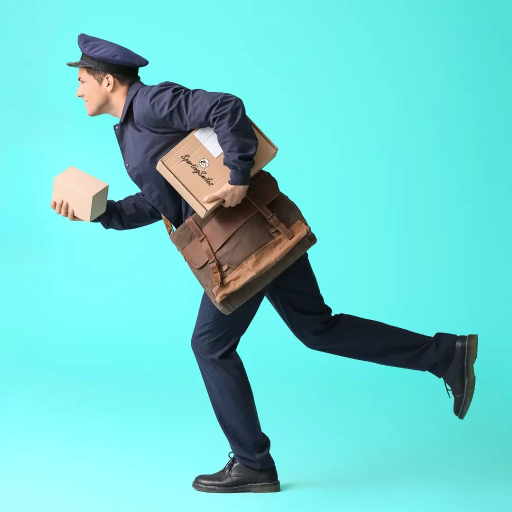 man running with sporting smiles package